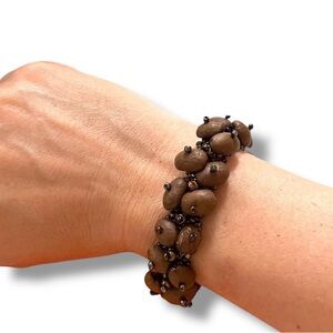 Vintage Beaded Wooden Reversible Bracelet